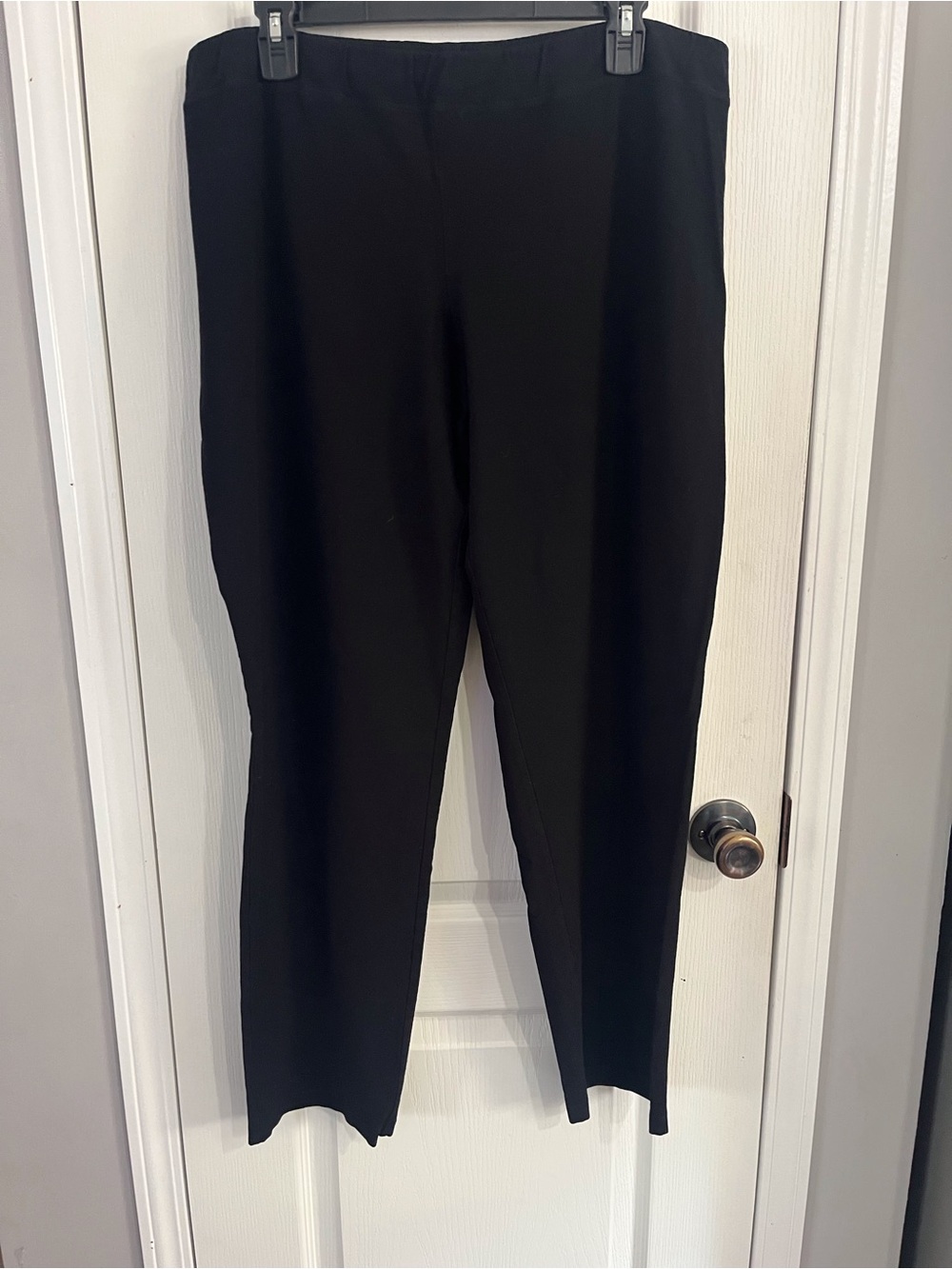 Eileen Fisher Black Straight-Leg Pull-On Pants